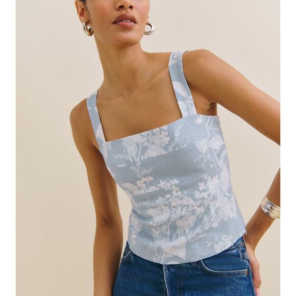 Reformation Tops - Reformation 'Darci' Blue Linen Top Size 6 - NWT